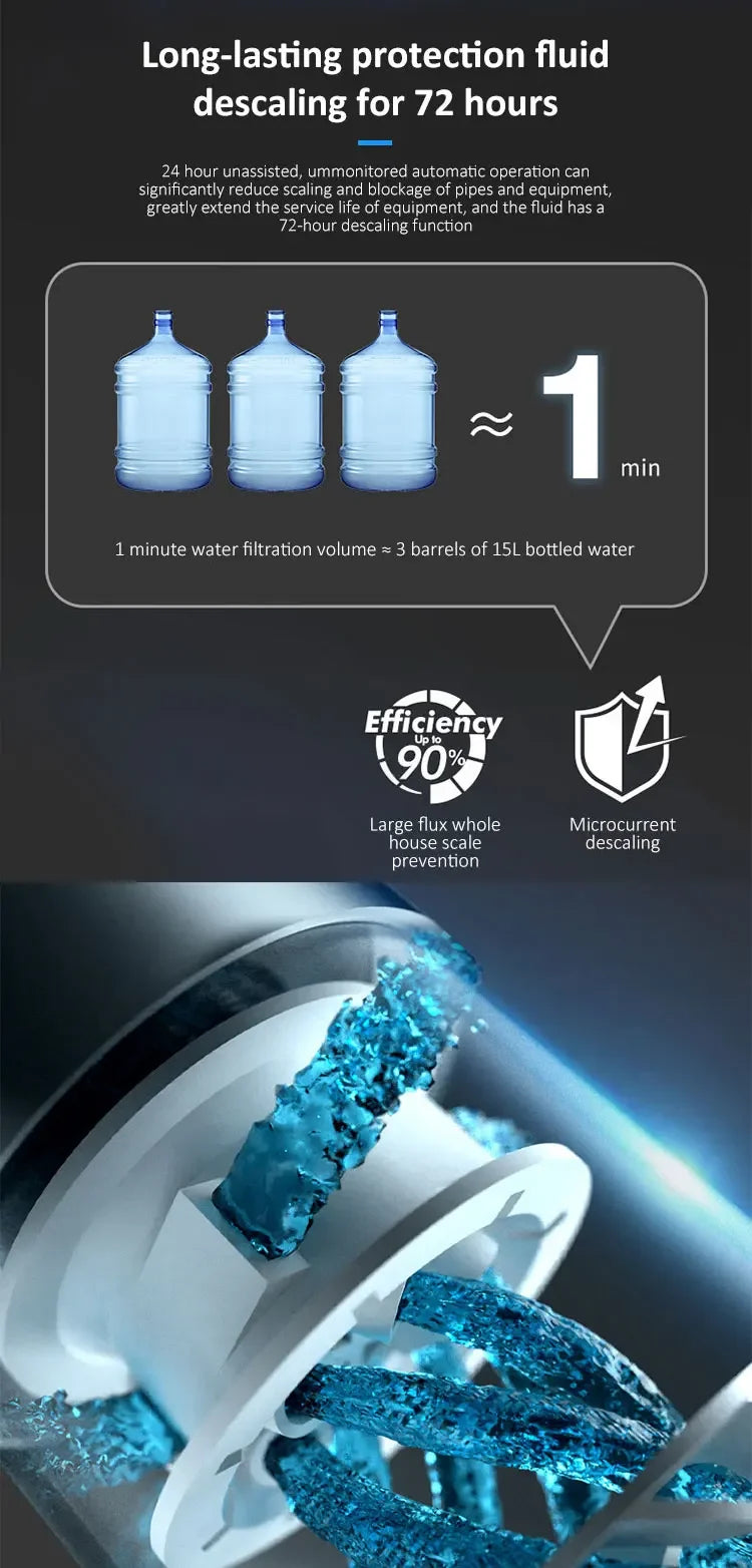 Whole House Water Softener System Salt Free Water Descaler Scale Inhibition Softener Machine Remove Scale and Chlorine
