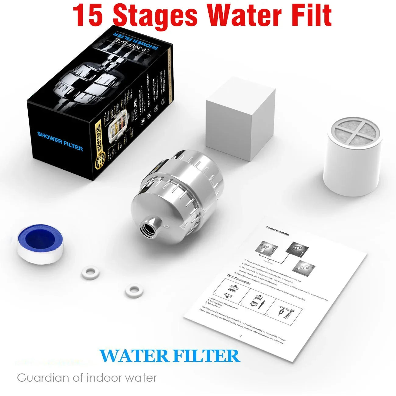 20 Stage Shower Hard Water Purification Filter Showerhead Activated Carbon Water Purifier Chlorine Removal Reduce Dry Itchy Skin