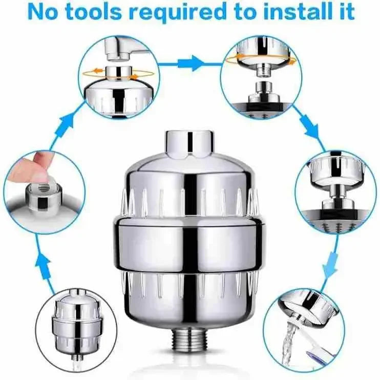 20 Stage Shower Hard Water Purification Filter Showerhead Activated Carbon Water Purifier Chlorine Removal Reduce Dry Itchy Skin
