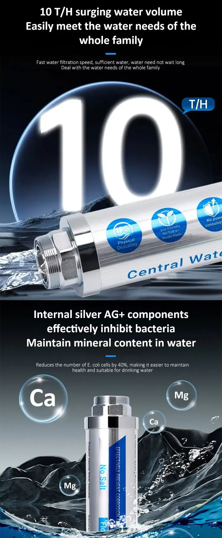 Whole House Water Softener System Salt Free Water Descaler Scale Inhibition Softener Machine Remove Scale and Chlorine